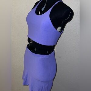 Vintage 1998 Lavender Two-Piece Set Lace-Up Back Top & Skirt Y2K